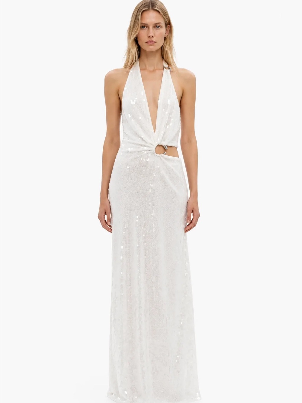 MISHA COLLECTION Devon Sequin Gown Sequin Halter Backless Gown